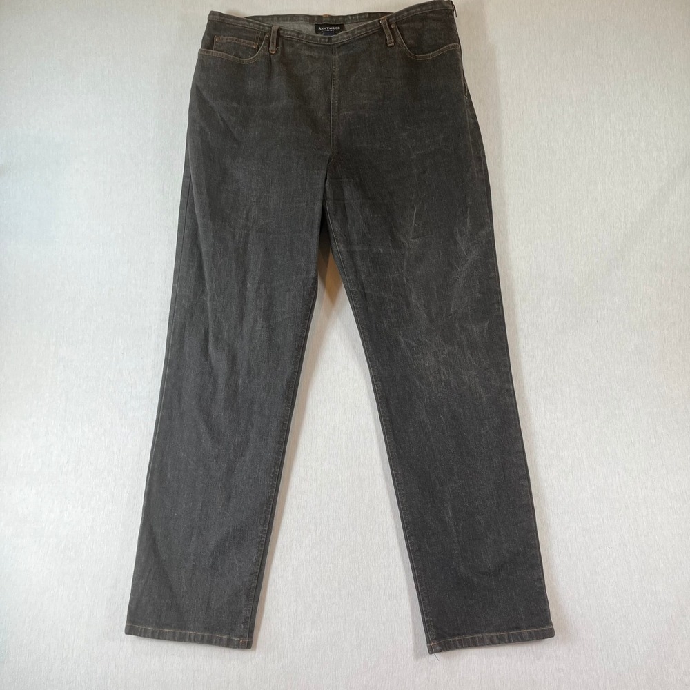 Vintage Ann Taylor Jeans Womens 14 Side Zip Stretch Black Faded Straight Leg 90s